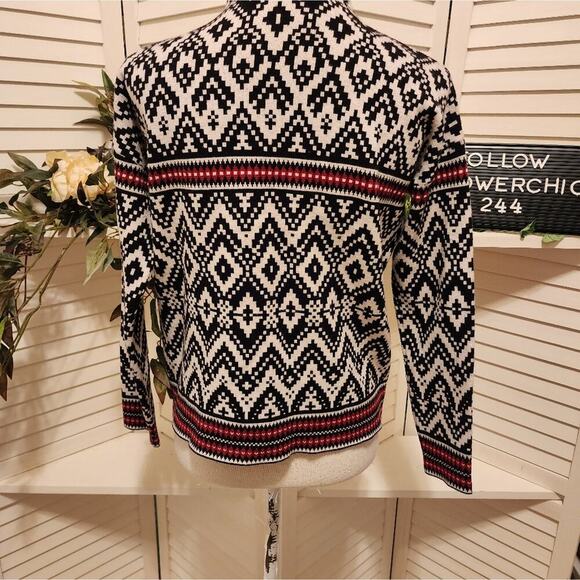 TAHARI DIAMOND BLK/WHITE/RED MOCK TURTLENECK SIZE SMALL - Picture 2 of 6